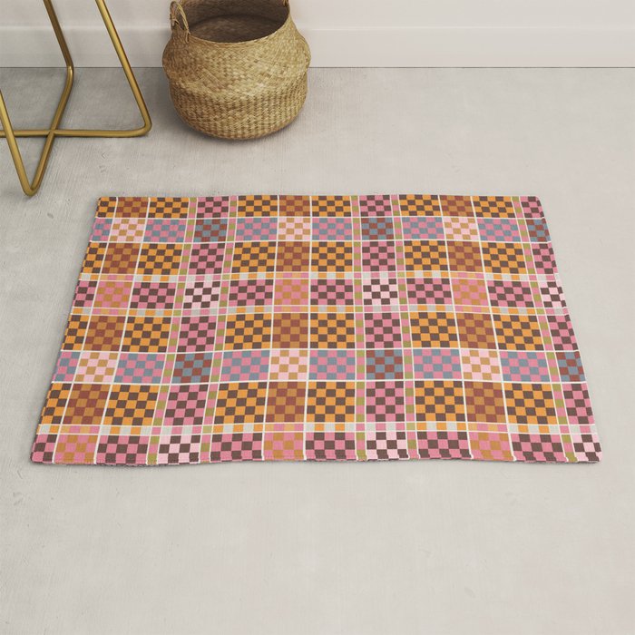 Vibrant Checkered Grid Rug Gallery Image 1