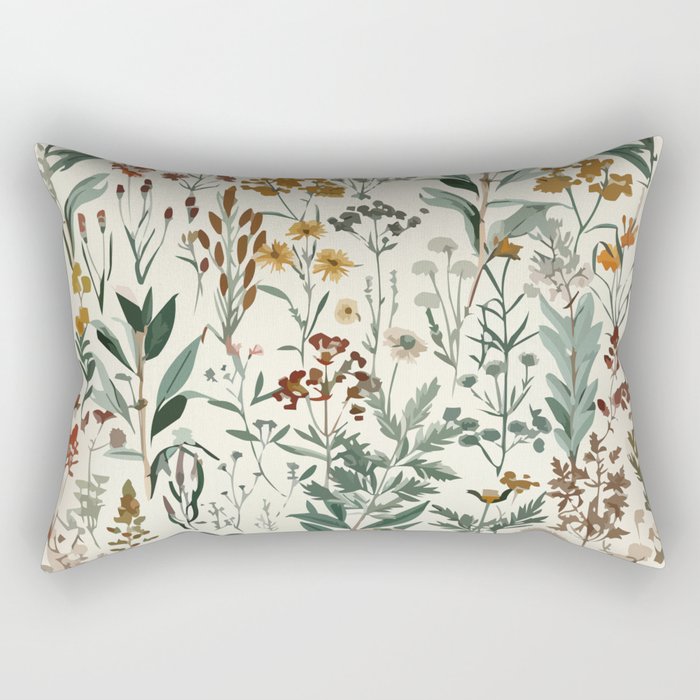 Nostalgic Wildflowers Floral Rectangular Pillow Gallery Image 2
