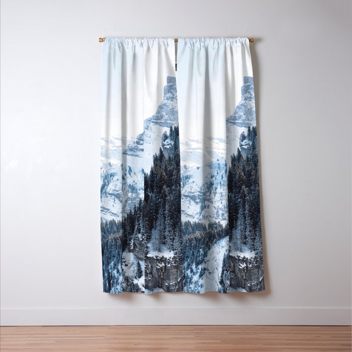 Snowy Mountain Landscape Window Curtain Gallery Image 3