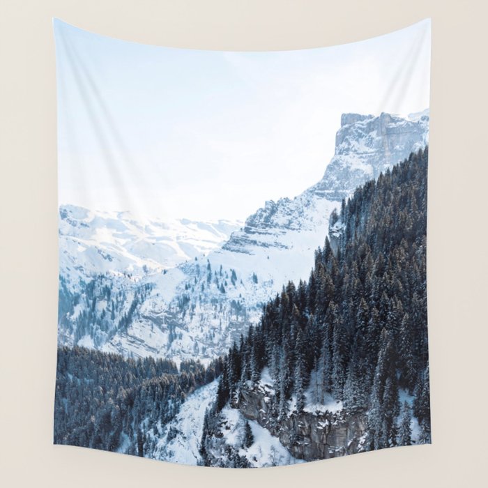 Snowy Mountain Landscape Wall Tapestry Gallery Image 4