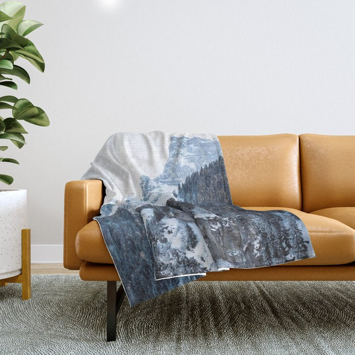 Snowy Mountain Landscape Throw Blanket Gallery Image 1