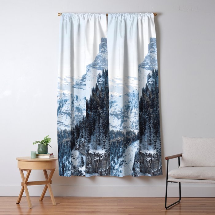 Snowy Mountain Landscape Window Curtain Gallery Image 1