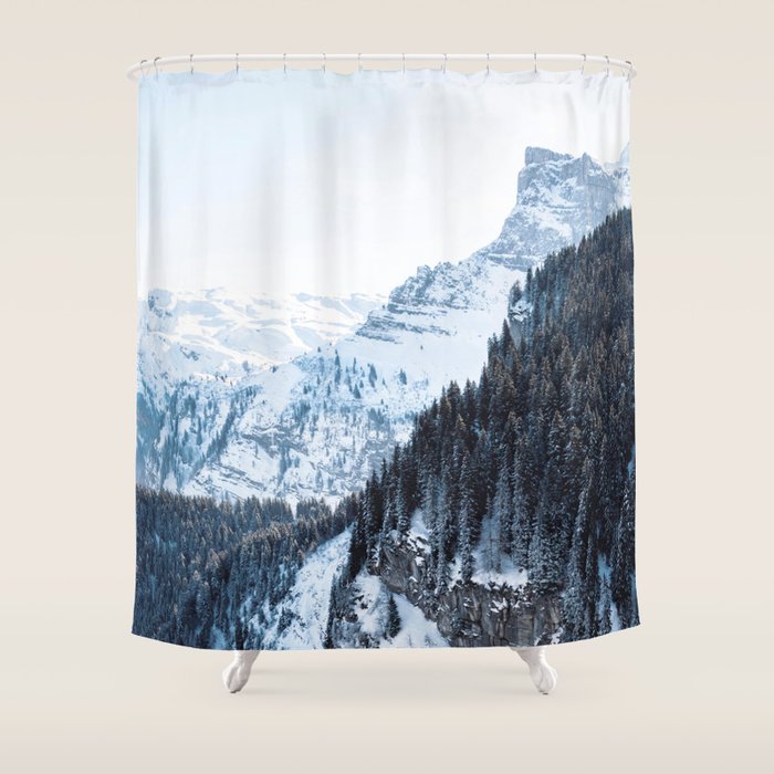 Snowy Mountain Landscape Shower Curtain Gallery Image 1