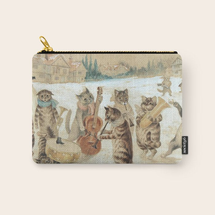 'Carol Singing Cats' Funny Vintage Christmas Louis Wain Carry All Pouch Gallery Image 1