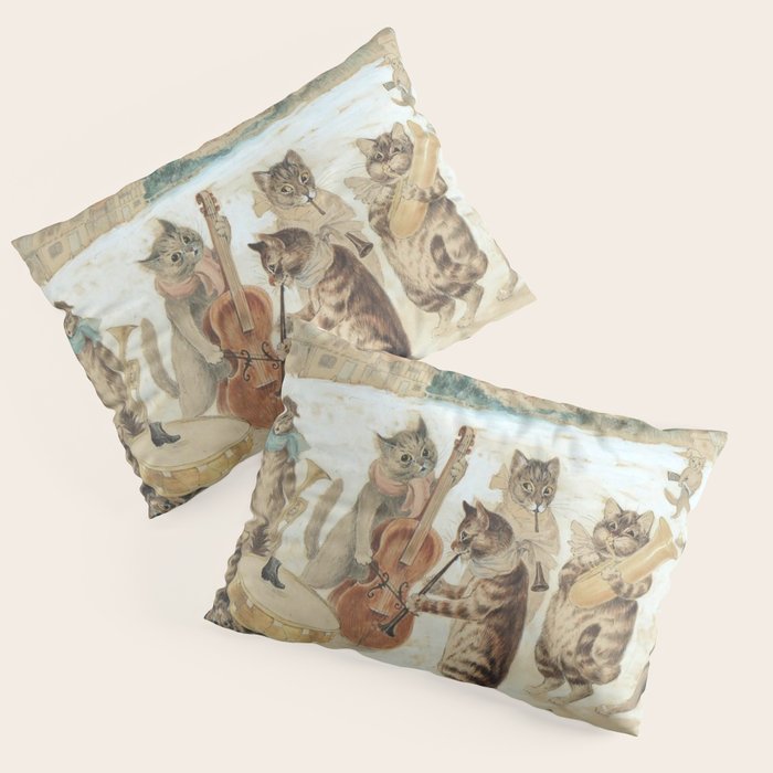 'Carol Singing Cats' Funny Vintage Christmas Louis Wain Pillow Sham Gallery Image 3