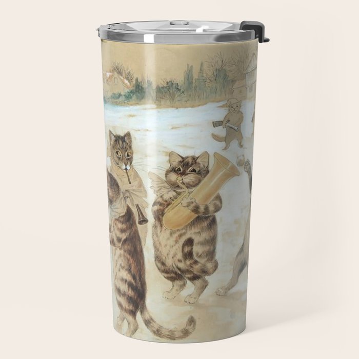 'Carol Singing Cats' Funny Vintage Christmas Louis Wain Travel Mug Gallery Image 2