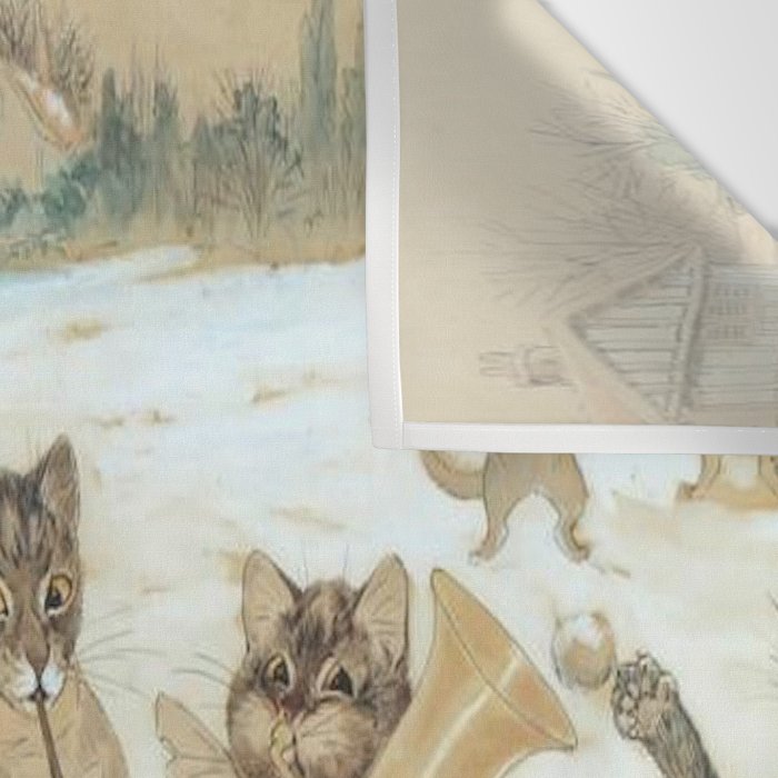 'Carol Singing Cats' Funny Vintage Christmas Louis Wain Wall Tapestry Gallery Image 3