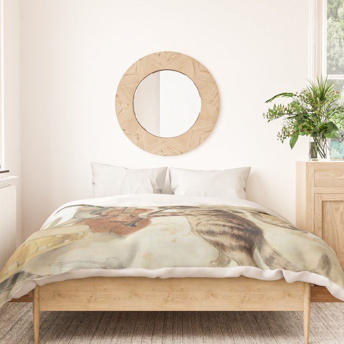 'Carol Singing Cats' Funny Vintage Christmas Louis Wain Duvet Cover Gallery Image 3