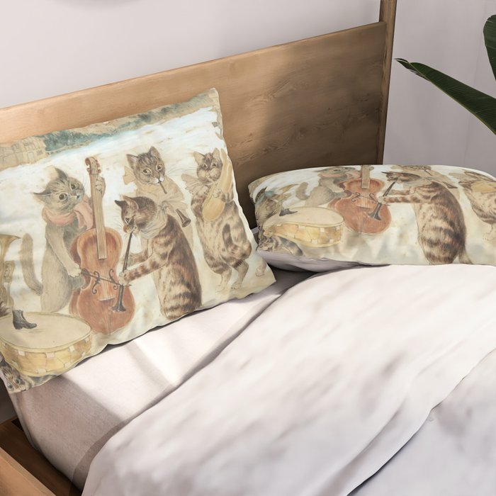 'Carol Singing Cats' Funny Vintage Christmas Louis Wain Pillow Sham Gallery Image 2