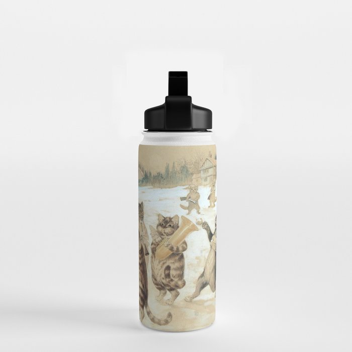 'Carol Singing Cats' Funny Vintage Christmas Louis Wain Water Bottle Gallery Image 2