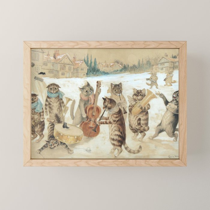 'Carol Singing Cats' Funny Vintage Christmas Louis Wain Mini Art Print Gallery Image 1