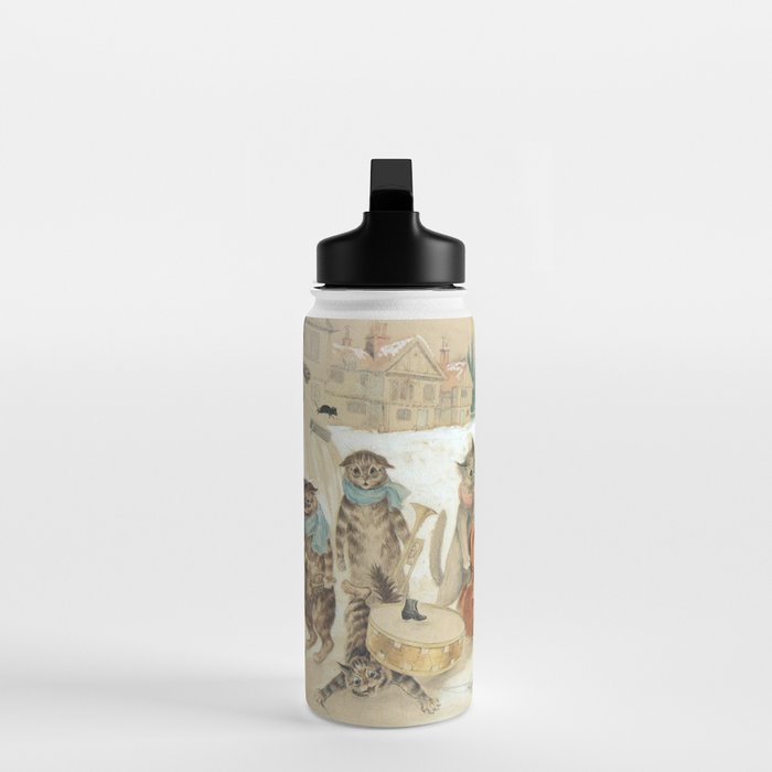 'Carol Singing Cats' Funny Vintage Christmas Louis Wain Water Bottle Gallery Image 3