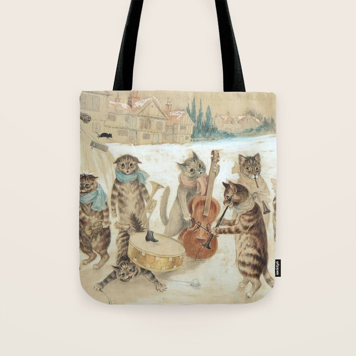 'Carol Singing Cats' Funny Vintage Christmas Louis Wain Tote Bag Gallery Image 1