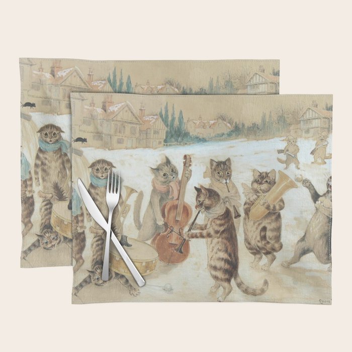 'Carol Singing Cats' Funny Vintage Christmas Louis Wain Placemat Gallery Image 1