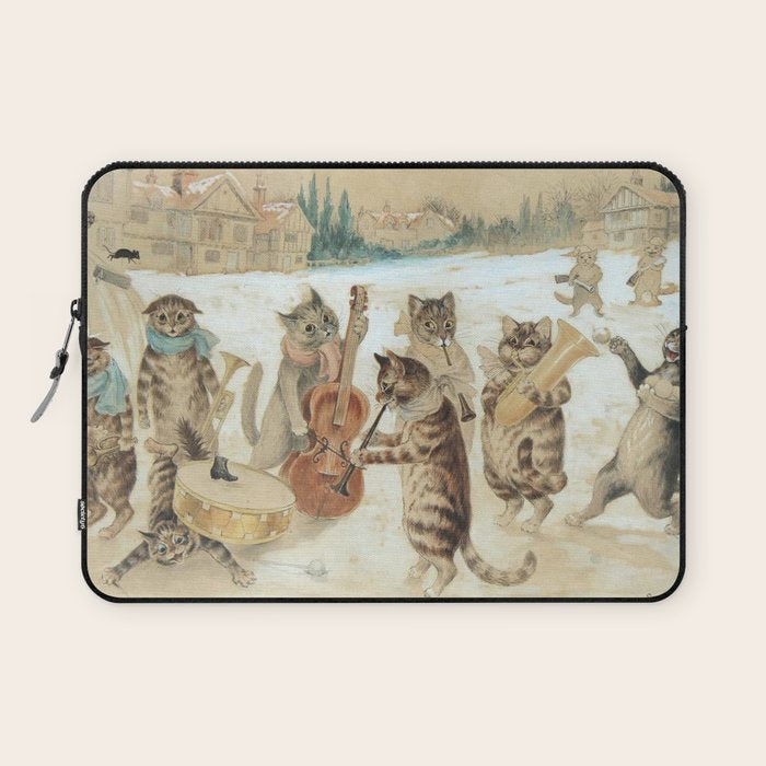 'Carol Singing Cats' Funny Vintage Christmas Louis Wain Laptop Sleeve Gallery Image 1