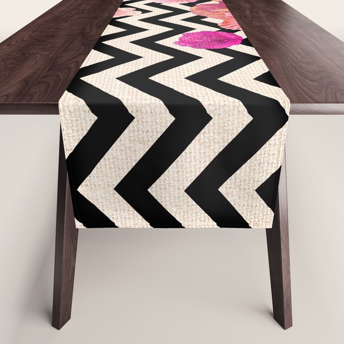 Chevron Flora II Table Runner Gallery Image 1