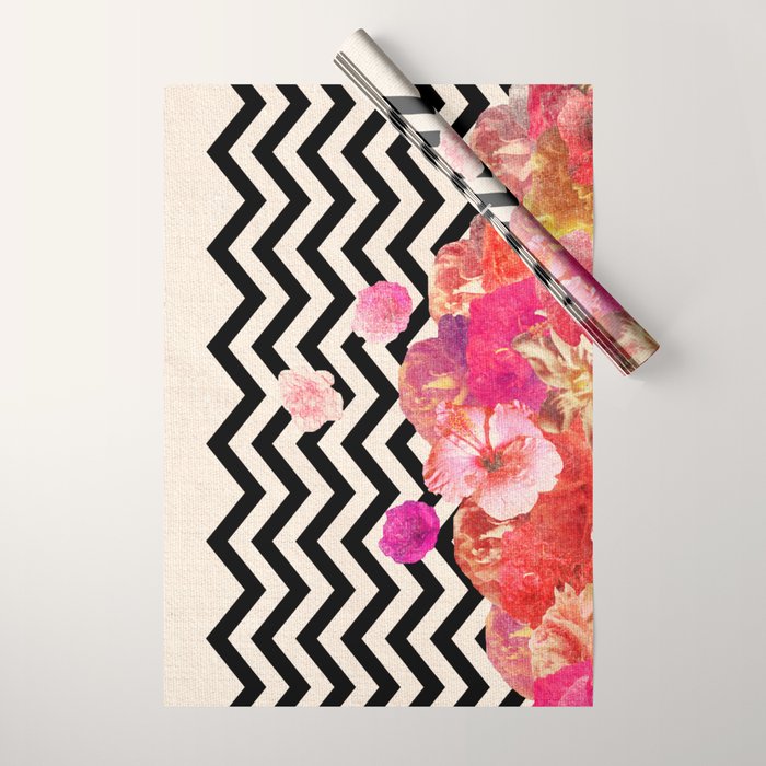 Chevron Flora II Wrapping Paper Gallery Image 1