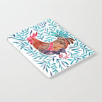 Le Coq - Watercolor Rooster with Turquoise Leaves Notebook Gallery Image 2