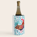 Le Coq - Watercolor Rooster with Turquoise Leaves Wine Chiller Gallery Image 2