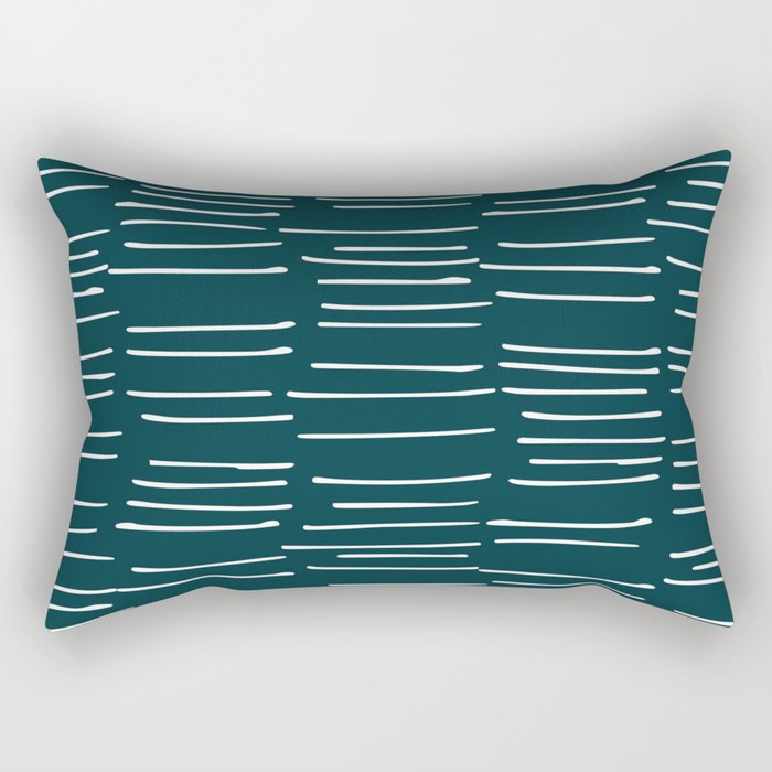 Abstract Stripes in Dark Teal Rectangular Pillow Gallery Image 1
