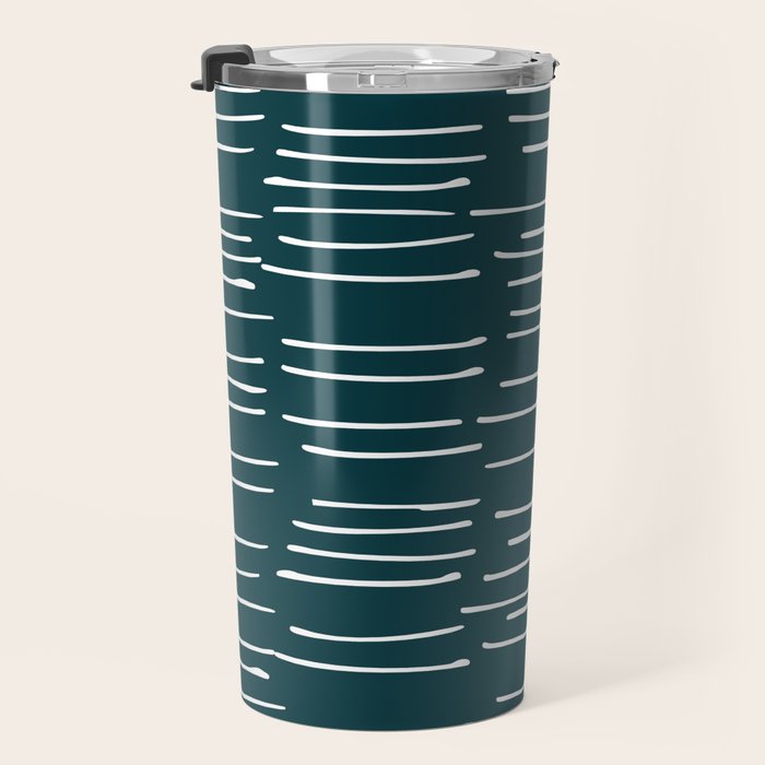 Abstract Stripes in Dark Teal Travel Mug Gallery Image 3