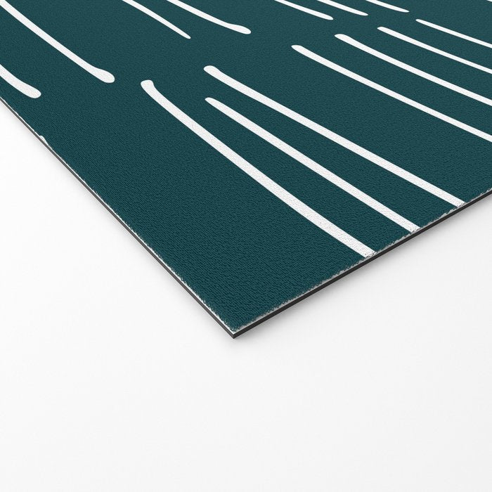 Abstract Stripes in Dark Teal Welcome Mat Gallery Image 2