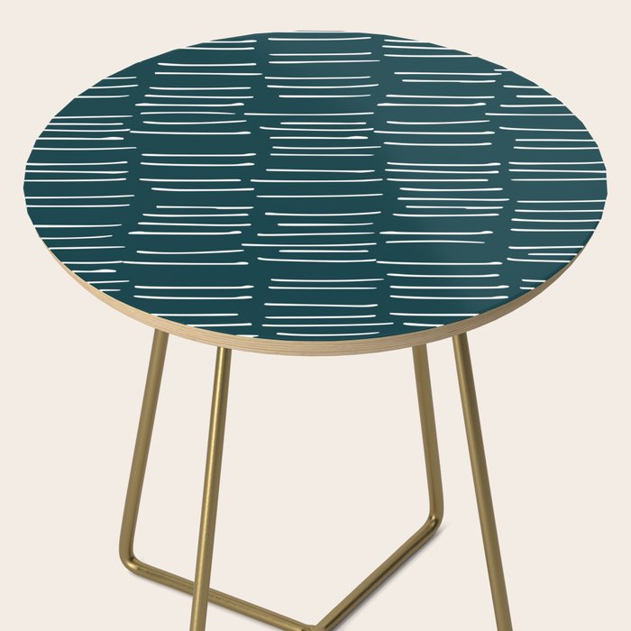 Abstract Stripes in Dark Teal Side Table Gallery Image 2