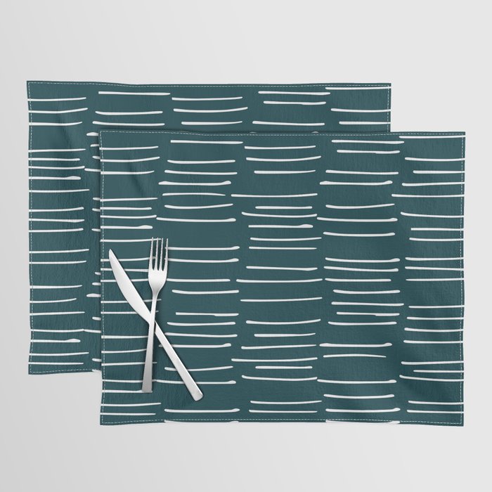 Abstract Stripes in Dark Teal Placemat Gallery Image 1