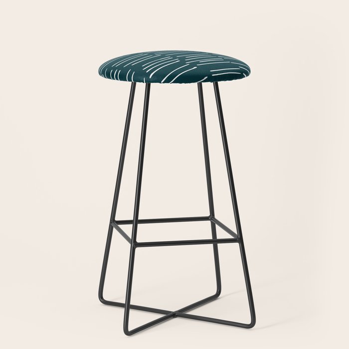 Abstract Stripes in Dark Teal Stool Gallery Image 1