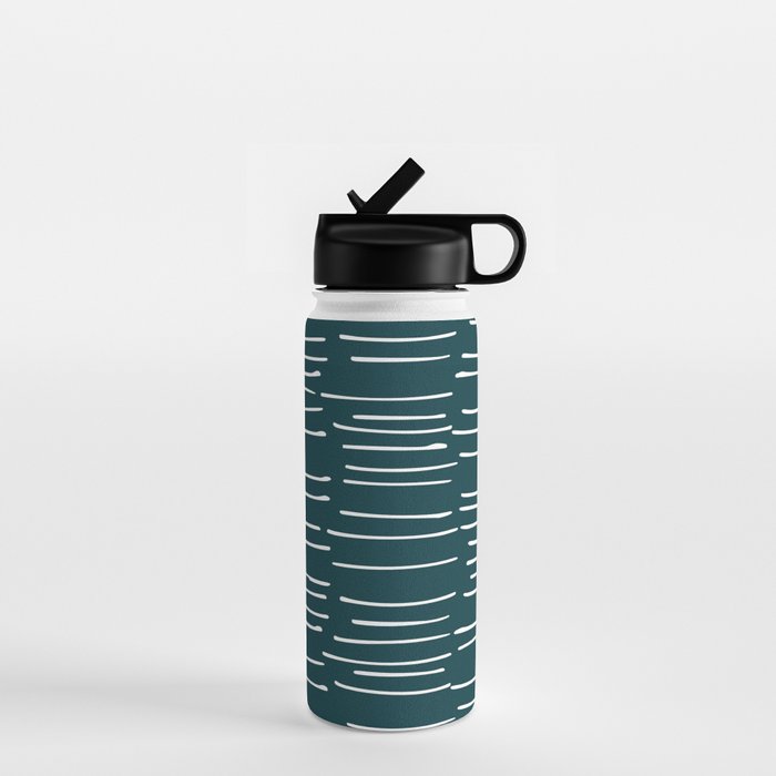 Abstract Stripes in Dark Teal Water Bottle Gallery Image 1