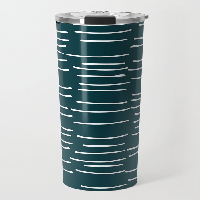 Abstract Stripes in Dark Teal Travel Mug Gallery Image 1