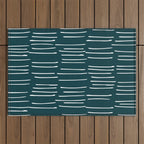 Abstract Stripes in Dark Teal Outdoor Rug Gallery Image 1