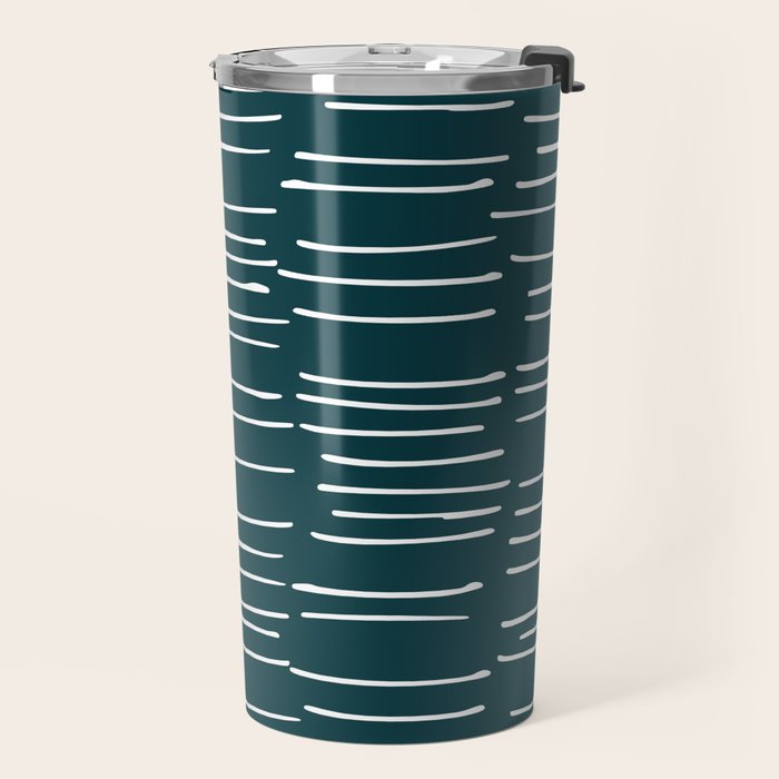 Abstract Stripes in Dark Teal Travel Mug Gallery Image 2