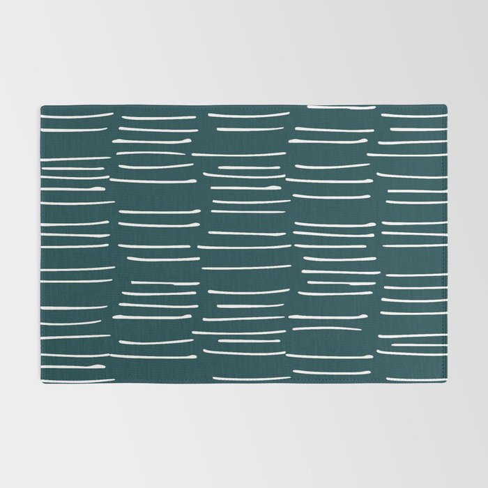 Abstract Stripes in Dark Teal Rug Gallery Image 2