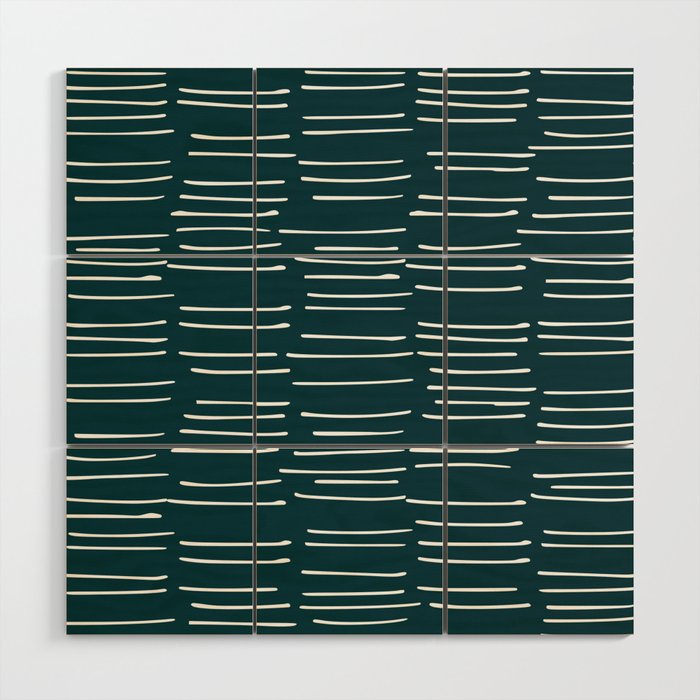 Abstract Stripes in Dark Teal Wood Wall Art Gallery Image 1
