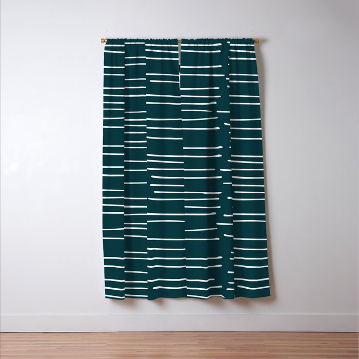 Abstract Stripes in Dark Teal Window Curtain Gallery Image 3