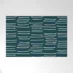 Abstract Stripes in Dark Teal Welcome Mat Gallery Image 1