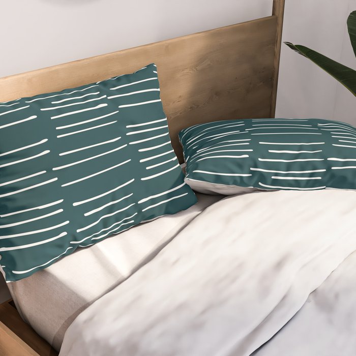 Abstract Stripes in Dark Teal Pillow Sham Gallery Image 2