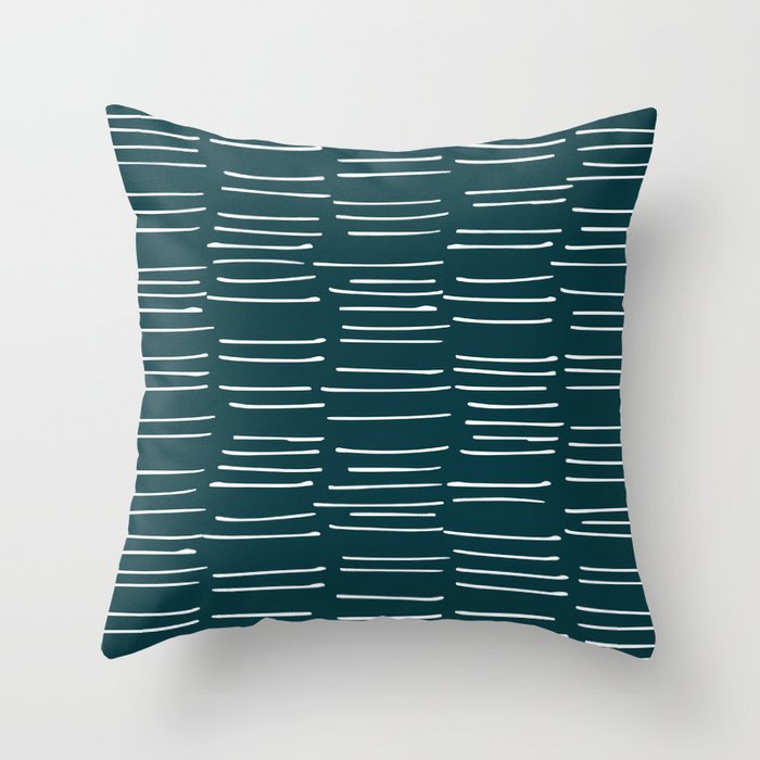 Abstract Stripes in Dark Teal Throw Pillow Gallery Image 1