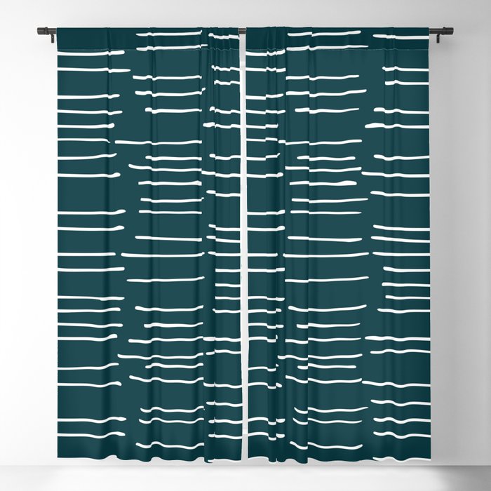 Abstract Stripes in Dark Teal Window Curtain Gallery Image 1