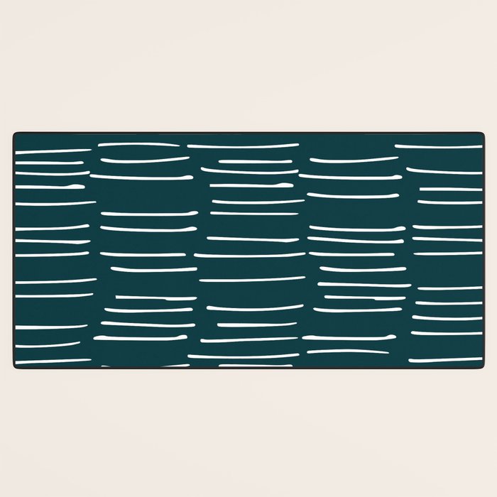 Abstract Stripes in Dark Teal Desk Mat Gallery Image 3