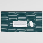 Abstract Stripes in Dark Teal Desk Mat Gallery Image 1