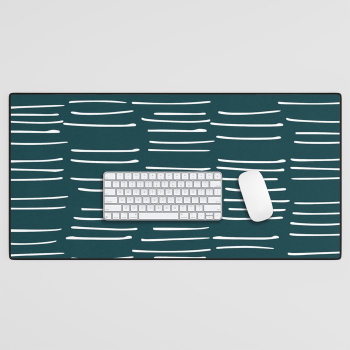 Abstract Stripes in Dark Teal Desk Mat Gallery Image 1