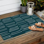 Abstract Stripes in Dark Teal Outdoor Rug Gallery Image 2
