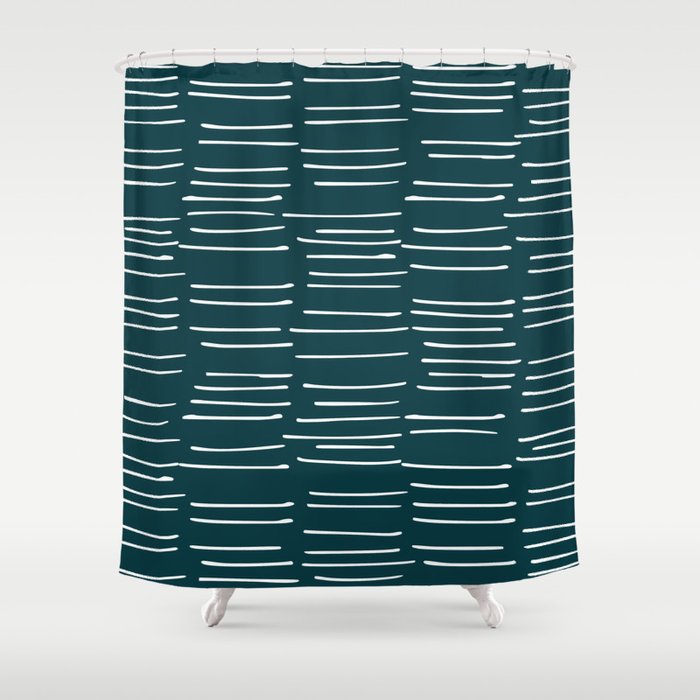 Abstract Stripes in Dark Teal Shower Curtain Gallery Image 1