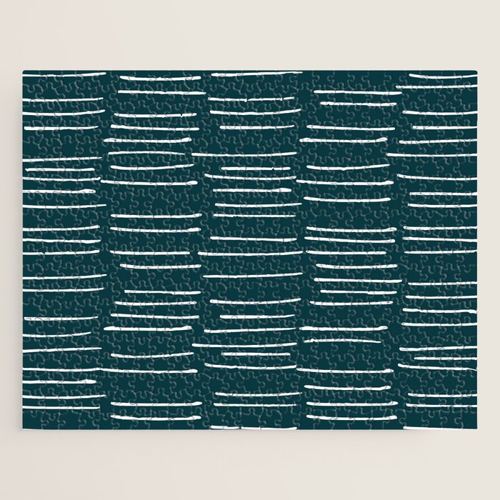 Abstract Stripes in Dark Teal Jigsaw Puzzle Gallery Image 1
