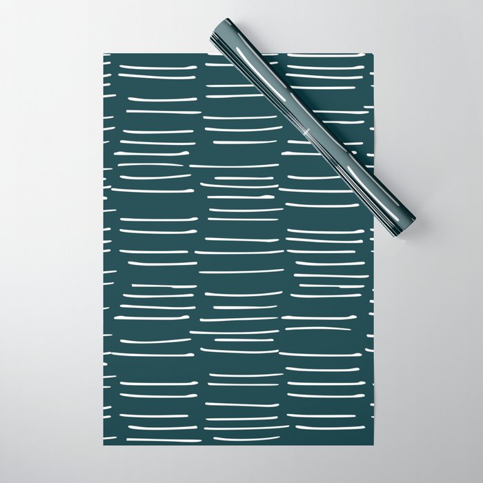 Abstract Stripes in Dark Teal Wrapping Paper Gallery Image 1