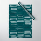 Abstract Stripes in Dark Teal Wrapping Paper Gallery Image 1
