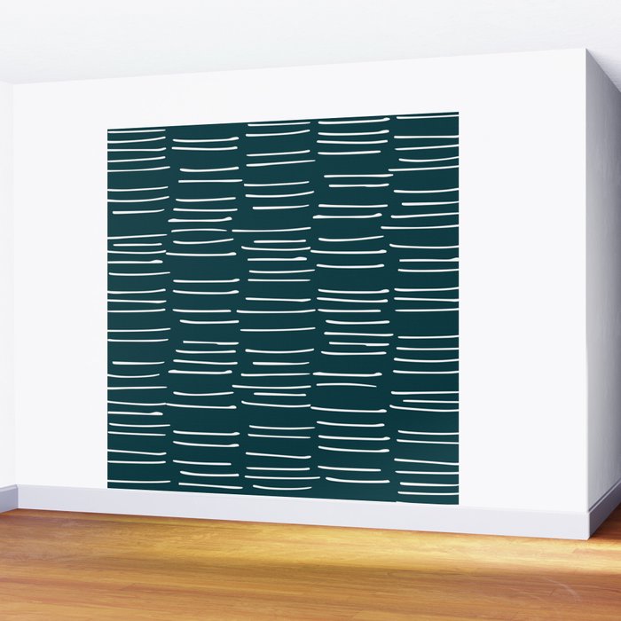 Abstract Stripes in Dark Teal Wall Mural Gallery Image 2