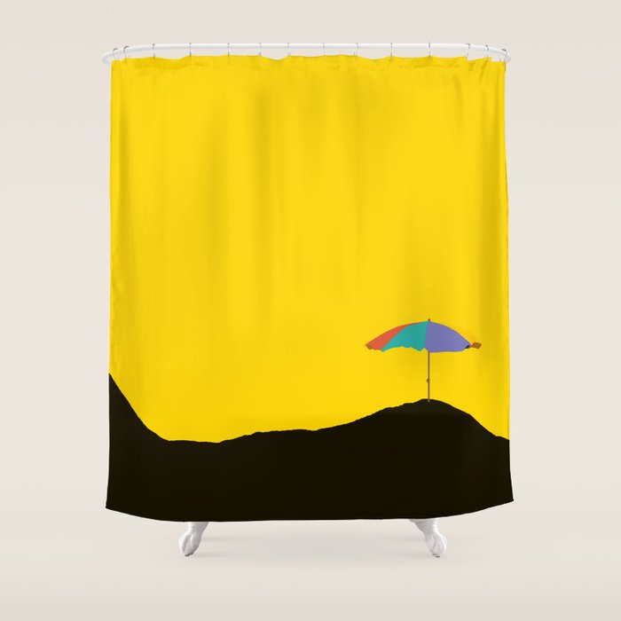 Colorful Parasol Black Yellow Background #decor #society6 #buyart Shower Curtain Gallery Image 1